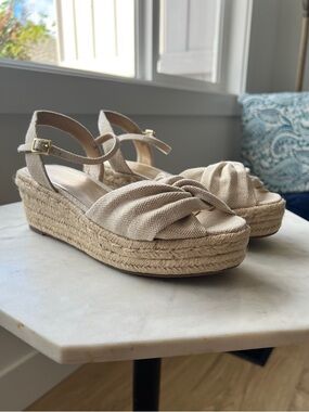 NWT Talbots Neutral Knot Espadrille Wedge Sandals